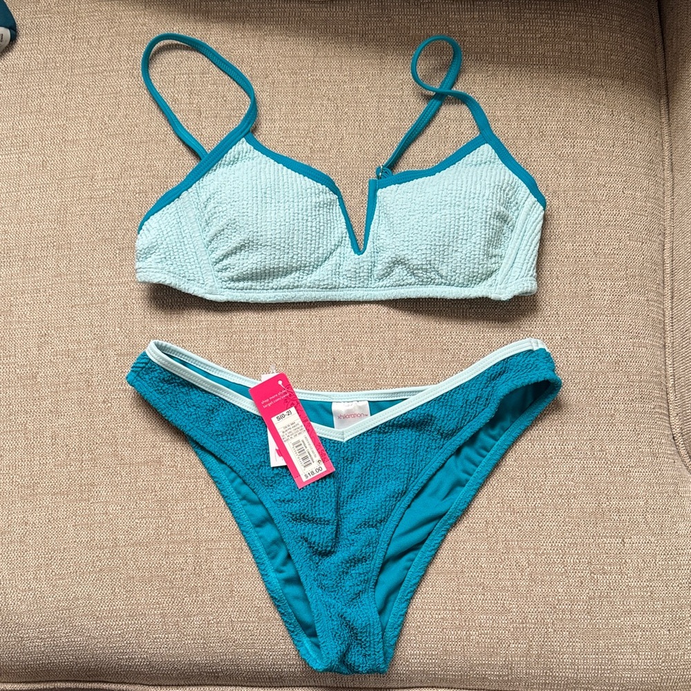 Xhilaration Light Blue and Teal Bikini Set